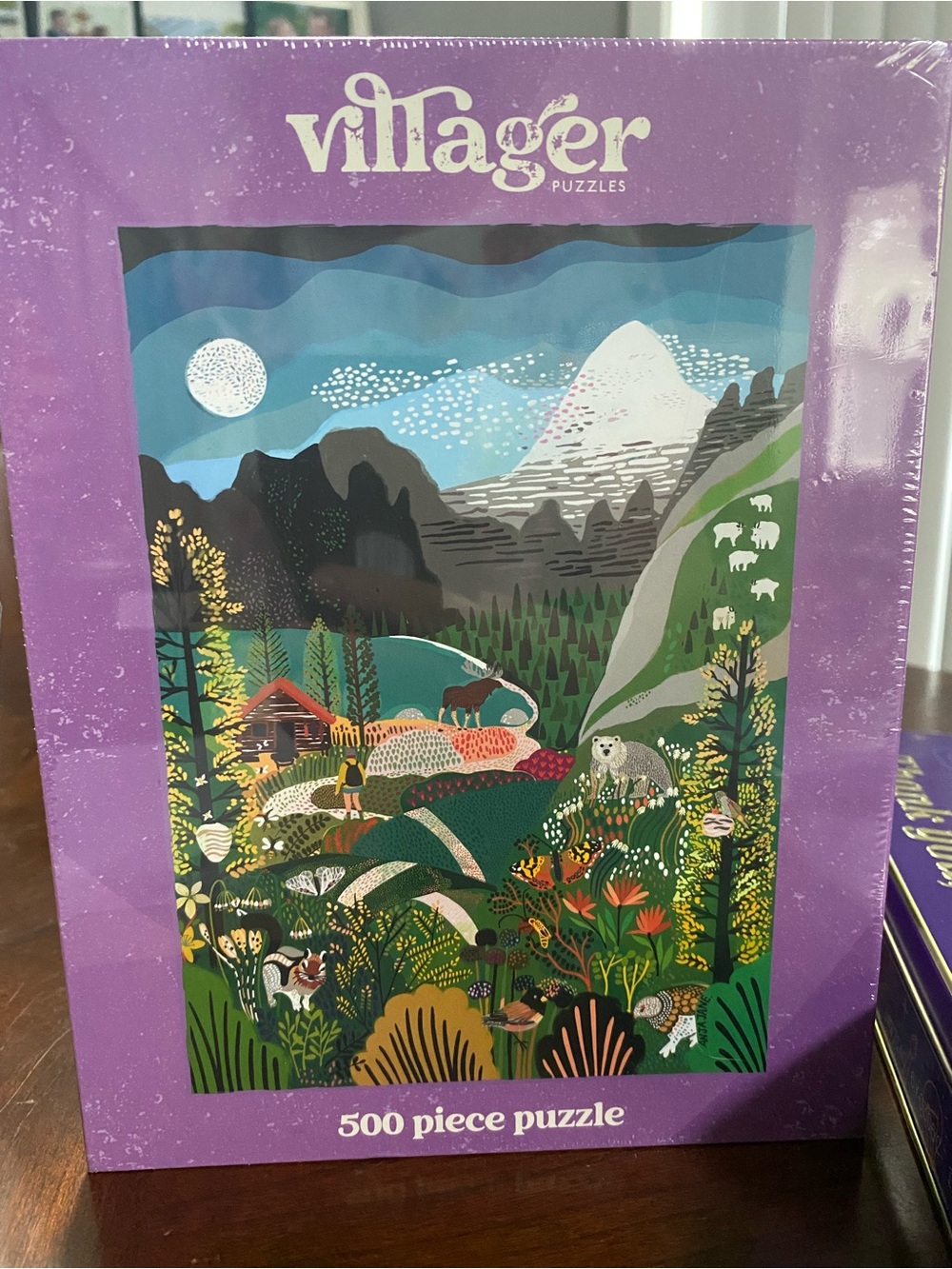 Villager Purple Framed Scenic Mountain Puzzle